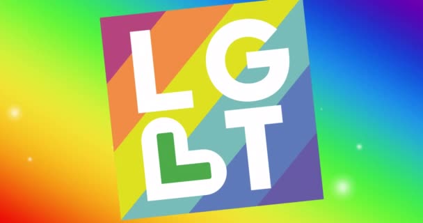 Lbtテキストと虹の広場のアニメーション プライド月 Lgbtq 人権と平等の概念デジタル生成されたビデオ — ストック動画