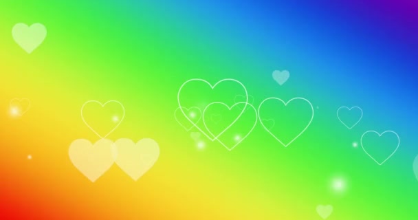 Animación Corazones Sobre Fondo Arco Iris Pride Month Lgbtq Concepto — Vídeo de stock