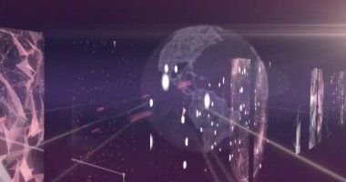 Tüm dünyada ikili kodlama ve veri işleme animasyonları. Küresel bağlantılar, dijital arayüz, veri işleme ve bulut hesaplama kavramı dijital olarak oluşturulmuş video.