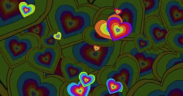 虹の心の背景に虹の心のアニメーション プライド月 Lgbtq 人権と平等の概念デジタル生成されたビデオ — ストック動画
