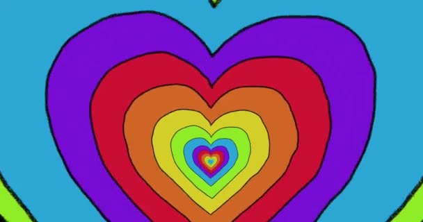 Анімація Веселкових Сердець Пульсує Безшовній Петлі Гордий Місяць Lgbtq Концепція — стокове відео