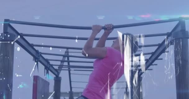 Animation Sur Femme Diverse Parcours Obstacles Concept Mondial Sport Santé — Video