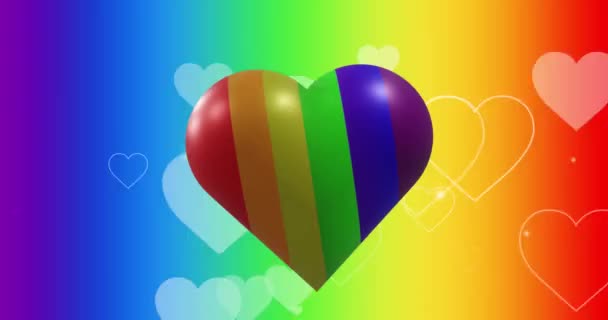 Animație Inimă Curcubeu Peste Fundal Curcubeu Pride Month Lgbtq Drepturile — Videoclip de stoc