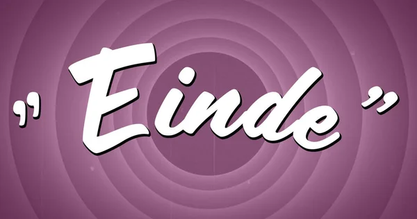 Image of einde text over vintage purple circles. retro cinematography and film concept digitally generated image.