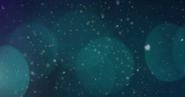 Yıldızların Kara Zemindeki Işık Noktalarının Üzerine Yağan Karın Görüntüsü Soyut — Stok fotoğraf