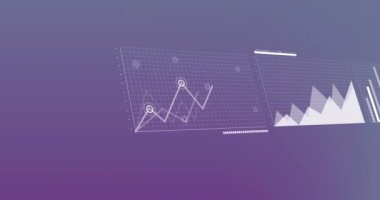 İstatistiklerle finansal veri işleme animasyonu. Küresel iş, finans, hesaplama ve veri işleme kavramı dijital olarak oluşturulmuş video.