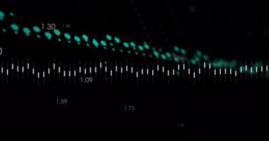 Siyah arkaplan üzerinde veri işleme animasyonu. Küresel dijital arayüz, veri işleme ve bağlantılar konsepti dijital olarak oluşturulmuş video.