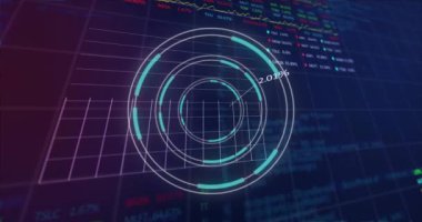 Şebeke üzerinde finansal veri işleme ve tarama animasyonları. Dijital olarak oluşturulmuş küresel bağlantılar, iş, bilgisayar ve veri işleme kavramı.