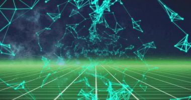 Şebeke üzerindeki bağlantı ağının animasyonu. Dijital olarak oluşturulmuş küresel bağlantılar, hesaplama ve veri işleme kavramı.