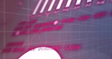 Animation of statistics and financial data processing over grid. Global business, finances, computing and data processing concept digitally generated video.
