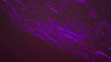 Kırmızı arka planda hareket eden mor lekelerin canlandırması. Küresel bilim ve dijital arayüz kavramı dijital olarak oluşturulmuş video.