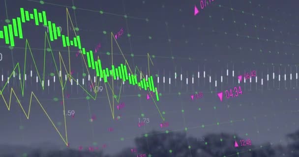 Animation Statistisk Databehandling Nettet Mod Træer Computergrænseflade Forretningsteknologi Koncept – Stock-video