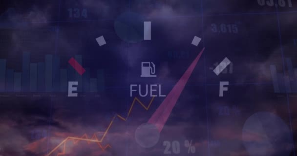 Animace Zpracování Údajů Statistik Průjezdného Průřezu Paliva Automobilový Průmysl Benzin — Stock video