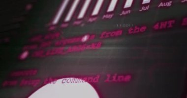 Grafikler, dünya ve rakamlar üzerinde bilgisayar dilinin animasyonu siyah arkaplana karşı. Dijital olarak üretilmiş, hologram, küreselleşme, rapor, iş dünyası, kodlama, illüstrasyon ve teknoloji kavramı.