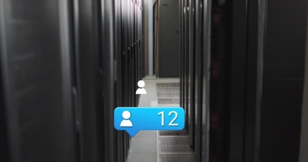 Animacja Cyfrowych Mediów Społecznościowych Ludzi Ikony Numery Serwerach Komputerowych Koncepcja — Wideo stockowe