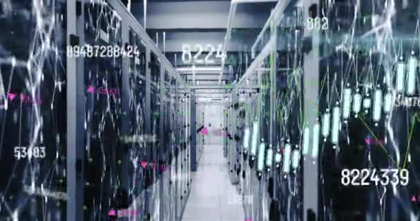 Animatie Van Netwerken Gegevensverwerking Computerservers Global Cloud Computing Data Processing — Stockvideo