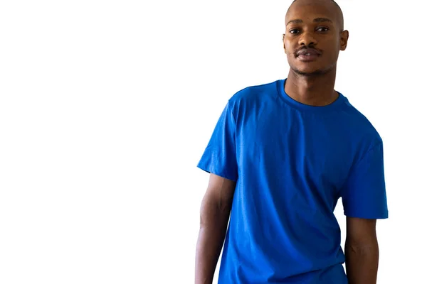 파란색 티셔츠를 배경에 아프리카 미국인의 초상화 스타일 디자인 — 스톡 사진