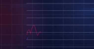 Mavi arkaplan ile ızgara ağı üzerinden istatistiksel veri işleme animasyonu. Bilgisayar arayüzü ve iş veri teknolojisi kavramı