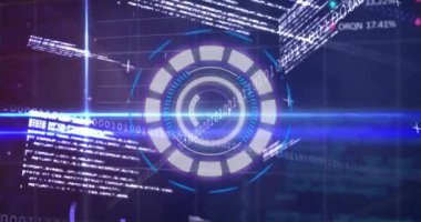 İkili kodlama ve finansal veri işleme alanındaki taramaların animasyonu. Küresel iş, finans, hesaplama ve veri işleme kavramı dijital olarak oluşturulmuş video.