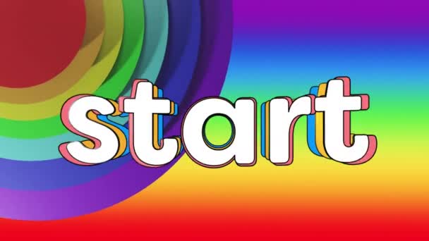 Animering Start Text Över Regnbåge Cirklar Bakgrund Pridemånad Lgbtq Mänskliga — Stockvideo