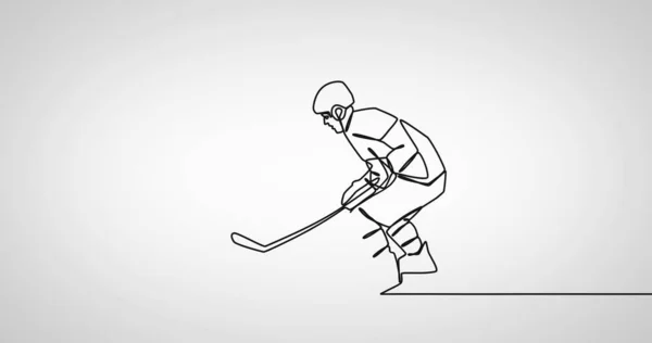 Изображение Рисунка Хоккеиста Мужчины Белом Фоне Концепция Глобального Спортивного Цифрового — стоковое фото