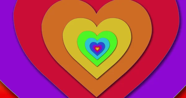Bild Eines Digitalen Tunnels Bunter Herzen Farben Muster Herz Und — Stockfoto
