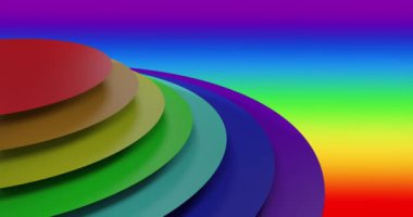 Gökkuşağı arka planında titreşen gökkuşağı dairelerinin animasyonu. Gurur ayı, lgbtq, insan hakları ve eşitlik kavramı dijital olarak oluşturulmuş video.