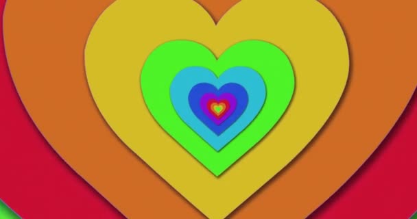 Animación Los Corazones Del Arco Iris Pulsando Fondo Pride Month — Vídeo de stock