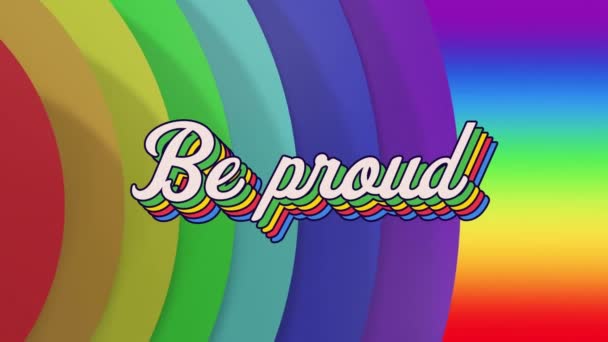 Animation Proud Text Rainbow Background Pride Month Lgbtq Human Rights — Stock Video