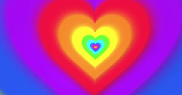 Εικόνα Ψηφιακής Σήραγγας Πολύχρωμες Καρδιές Χρώματα Μοτίβο Καρδιά Και Αφηρημένη — Φωτογραφία Αρχείου