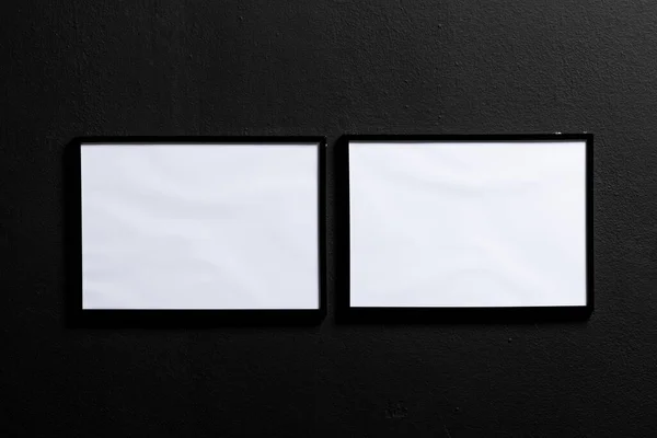 Черные Пустые Рамки Копировальным Пространством Черной Стене Шаблон Рамы Дизайн — стоковое фото
