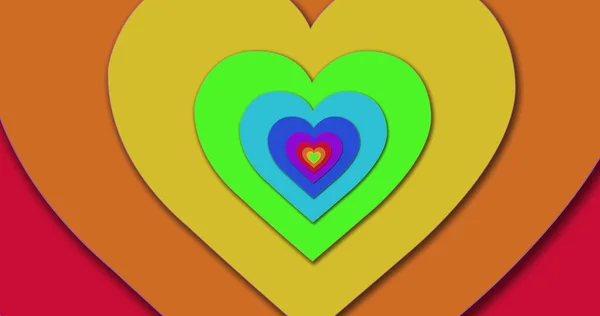 Obrázek Digitálního Tunelu Barevných Srdcí Barvy Vzor Srdce Abstraktní Pozadí — Stock fotografie