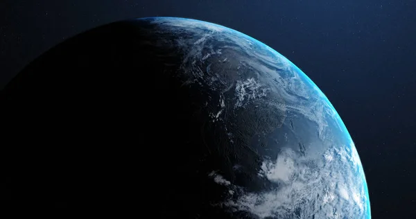 コピースペースで 宇宙空間から見た 朝への夜の変化としての惑星地球の一部 天文学 — ストック写真