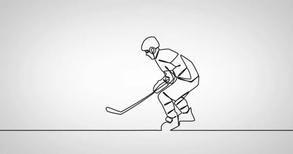 Image Drawing Male Hockey Player White Background Global Sport Digital — Stock Photo, Image