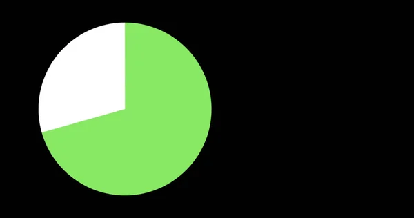Groen Wit Taartdiagram Zwarte Achtergrond Met Kopieerruimte Template Voor Statistieken — Stockfoto