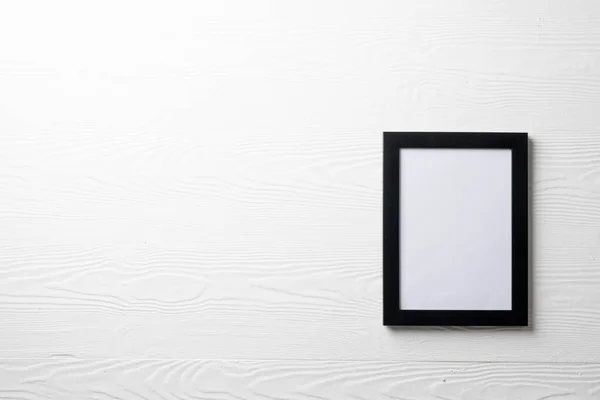 Marco Negro Vacío Con Espacio Copia Pared Blanca Simular Plantilla —  Fotos de Stock
