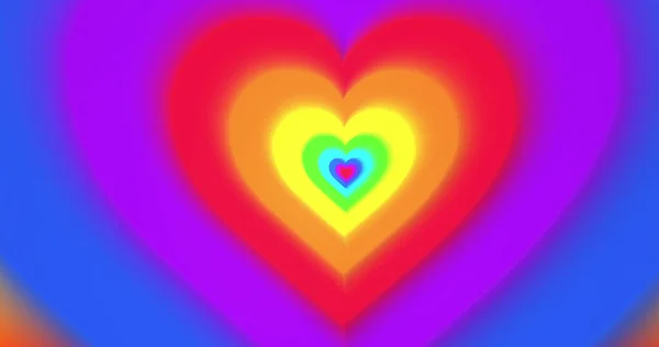 Εικόνα Ψηφιακής Σήραγγας Πολύχρωμες Καρδιές Χρώματα Μοτίβο Καρδιά Και Αφηρημένη — Φωτογραφία Αρχείου