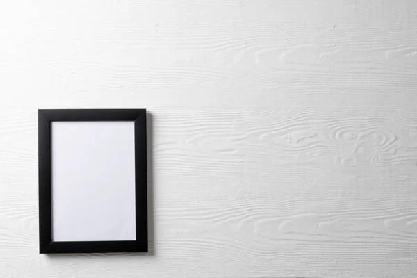 Cadre Vide Noir Avec Espace Copie Sur Mur Blanc Modèle — Photo