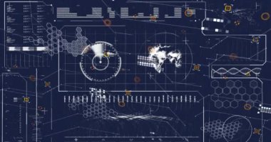 Animation of financial data processing and statistics. Global business, finances, computing and data processing concept digitally generated video.