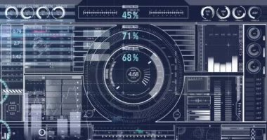 Animation of financial data processing and statistics. Global business, finances, computing and data processing concept digitally generated video.