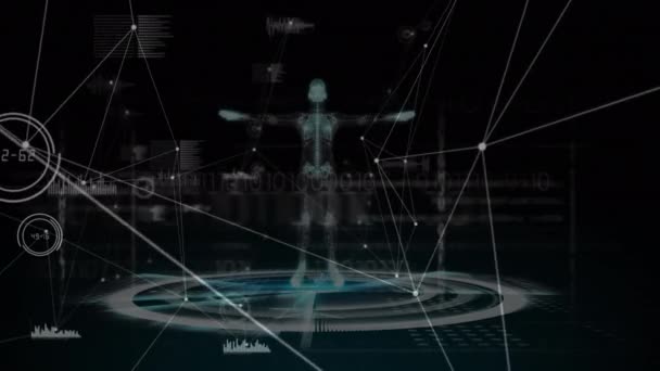 Animação Processamento Dados Corpo Humano Através Rede Conexões Conceito Redes — Vídeo de Stock