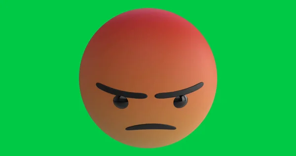 Összetétele Dühös Emoji Ikon Zöld Alapon Közösségi Média Digitális Interfész — Stock Fotó
