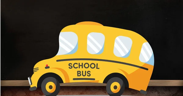 Skład Ikony Autobusu Szkolnego Czarnym Tle Koncepcja Szkoły Edukacji Uczenia — Zdjęcie stockowe