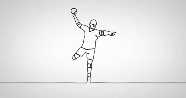Image Dessin Joueur Handball Masculin Avec Balle Sur Fond Blanc — Photo