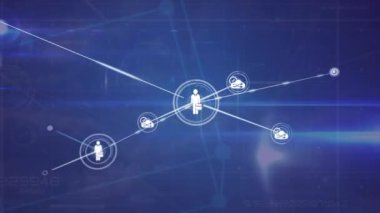 Cilt parlamaları üzerinden soyut arkaplan üzerine çizgilerle bağlı simgelerin canlandırılması. Dijital olarak üretilen hologram, illüstrasyon, iletişim, bulut hesaplama ve teknoloji kavramı.