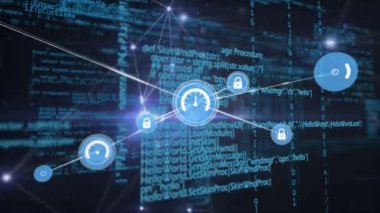 Animation of data processing over network of connections. Global networks, computing and data processing concept digitally generated video.