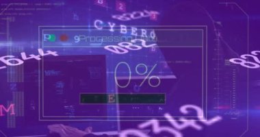 Metinlerin canlandırılması, numaraların değiştirilmesi ve soyut arkaplanda bilgisayar dili üzerinden çubuk yüklenmesi. Dijital olarak oluşturulmuş, hologram, illüstrasyon, parola, büyüme, ilerleme, kodlama ve teknoloji.