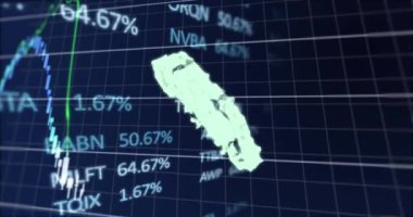 Dijital bulut üzerinde finansal veri işleme animasyonu. Küresel iş, finans, bulut hesaplama ve veri işleme kavramı dijital olarak oluşturulmuş video.