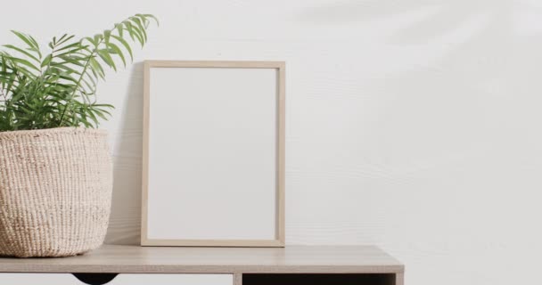 Wit Frame Plant Bureau Met Kopieerruimte Tegen Witte Wand Frame — Stockvideo