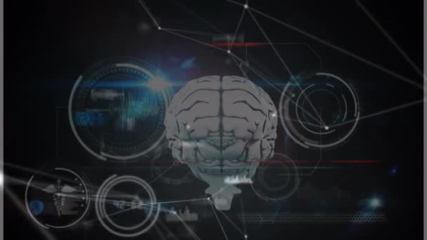 Bağlantı Ağı Üzerinden Veri Işleme Insan Beyninin Animasyonu Küresel Ağlar — Stok video